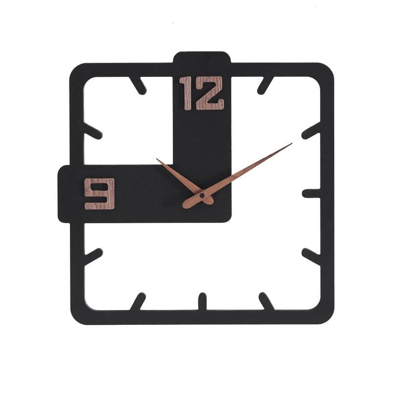 Holz-Wanduhr | MDF | mattschwarz, quadratisch, 40x40 cm