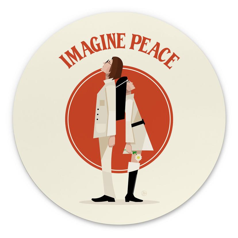 Billede Imagine Peace - To for fred og håb - Retrodrome - rund – print på aluminium (Alu-Dibond)
