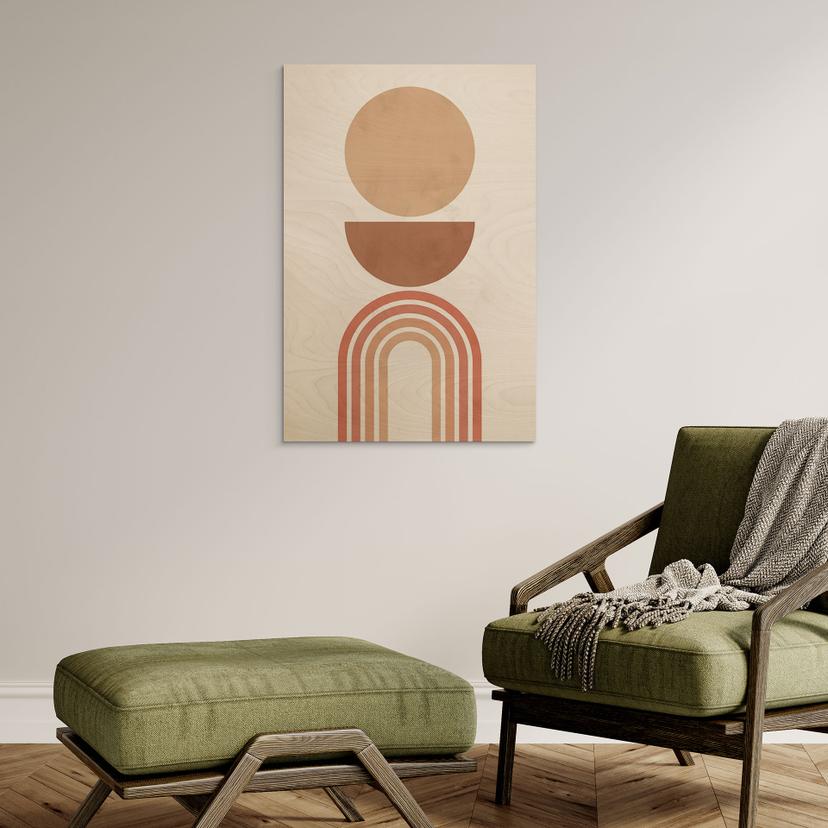 Stampa su legno Equilibrio astratto - Archi e cerchi retrò - Costa