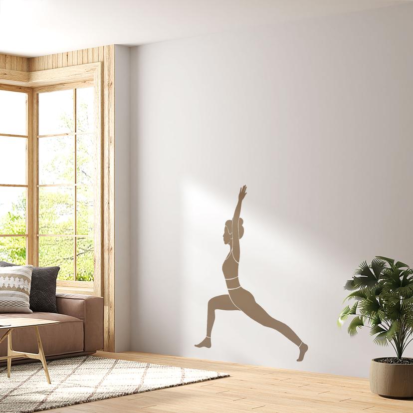 Adesivo murale guerriero yoga silhouette monocromatica