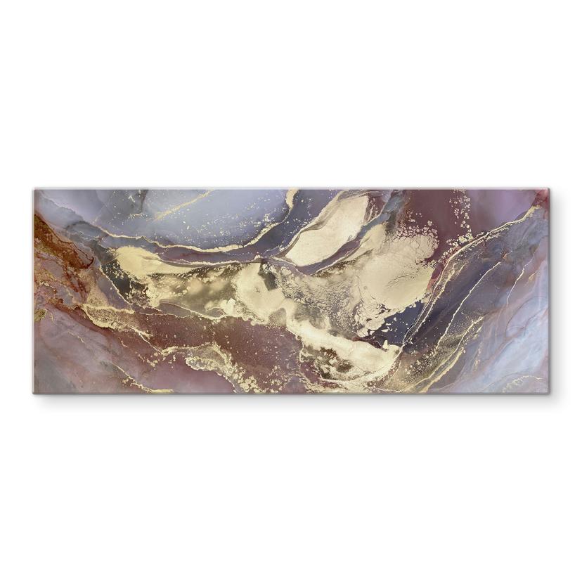 Spritzschutz Edle Strukturen in Gold und Violett - Shelest - Panorama