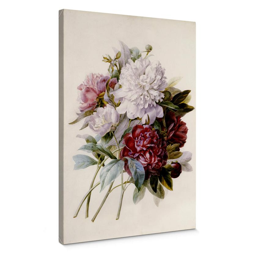 Canvas Redouté - Boeket Pioenen