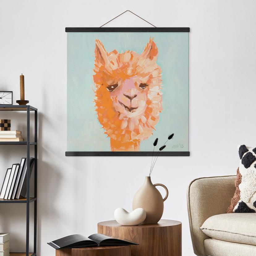Textielposter Oranje Alpaca - Zwara - Vierkant