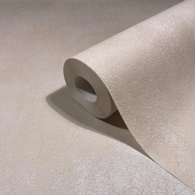 Vliesbehang in beige betonlook used look effen
