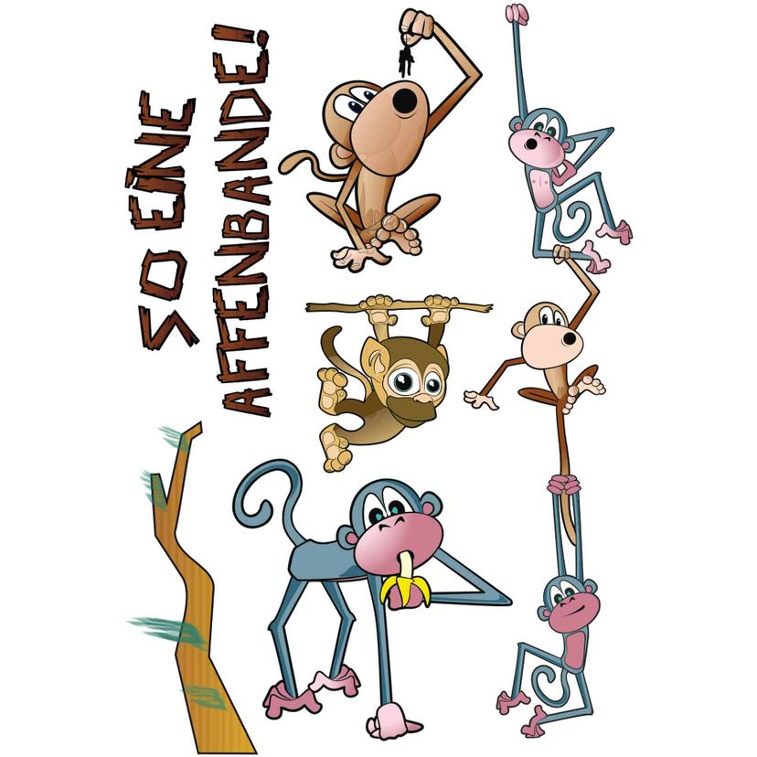 Sticker mural - Bande de singes