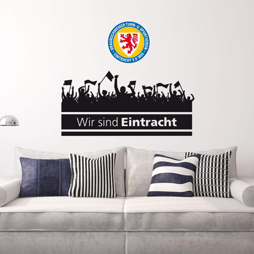 Wandtattoo Eintracht Braunschweig Wir sind Eintracht mit Fans und Logo farbig