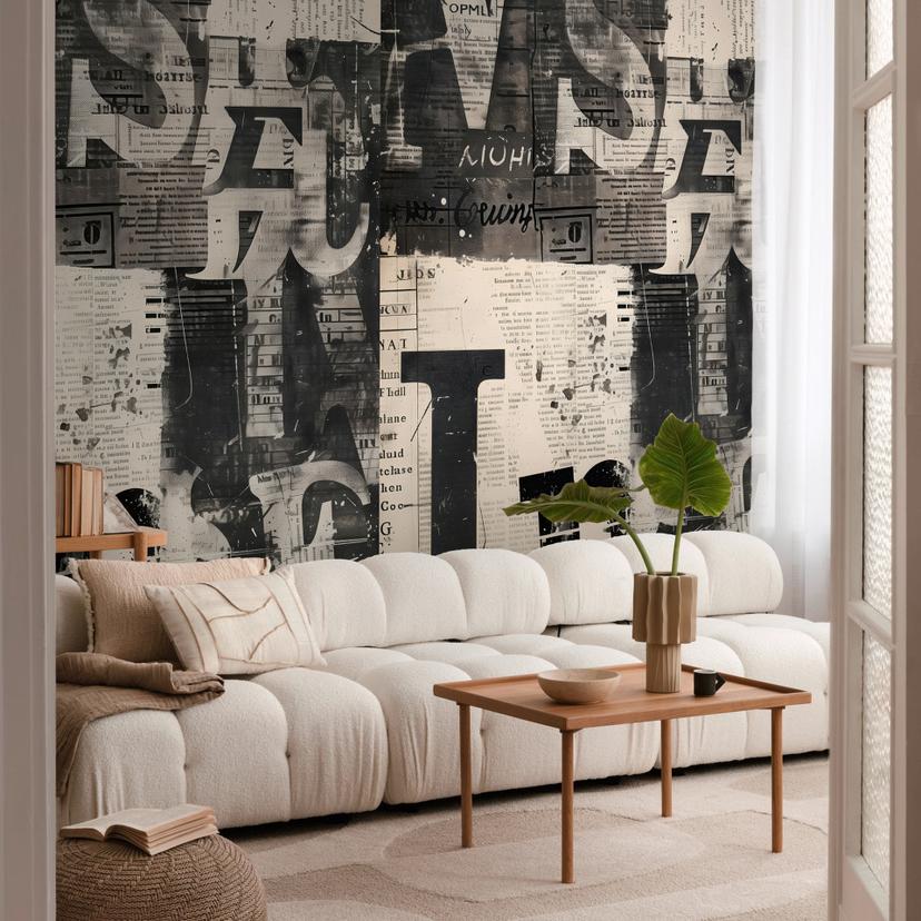 COSMOPOLITAN avistryk Fototapet sort hvid typografi design Ikke-vævet tapet