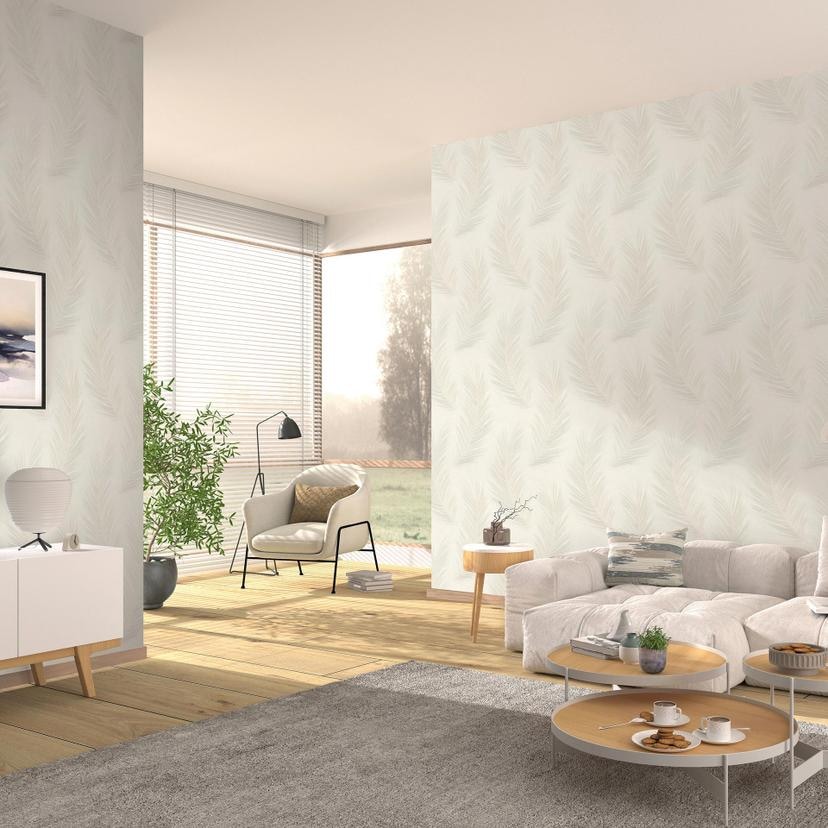 Ikke-vævet tapet, bladmotiv-tapet Aurora beige