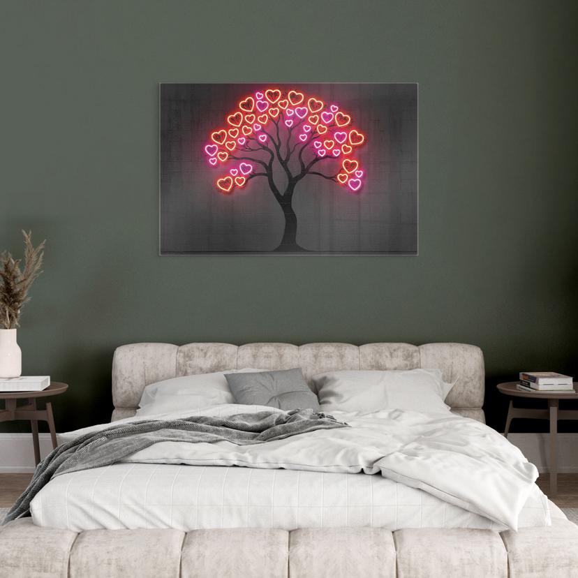Stampa su vetro con cuori rossi | Neon Pop Art - Mielu