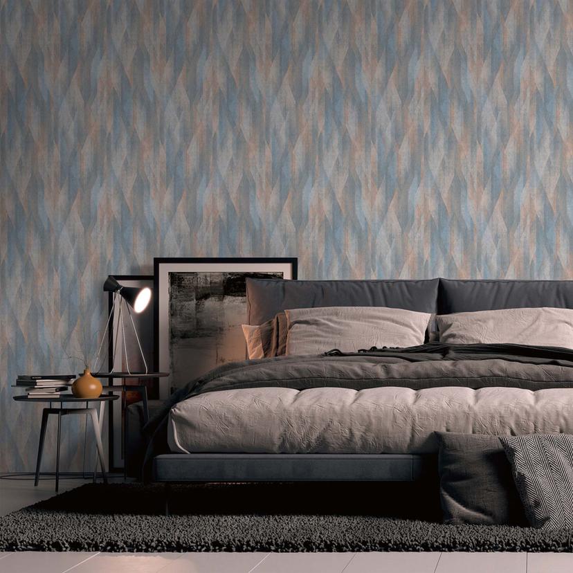 papel pintado escandinavo azul beige - Papel pintado tejido-no tejido con motivo gráfico para cocina