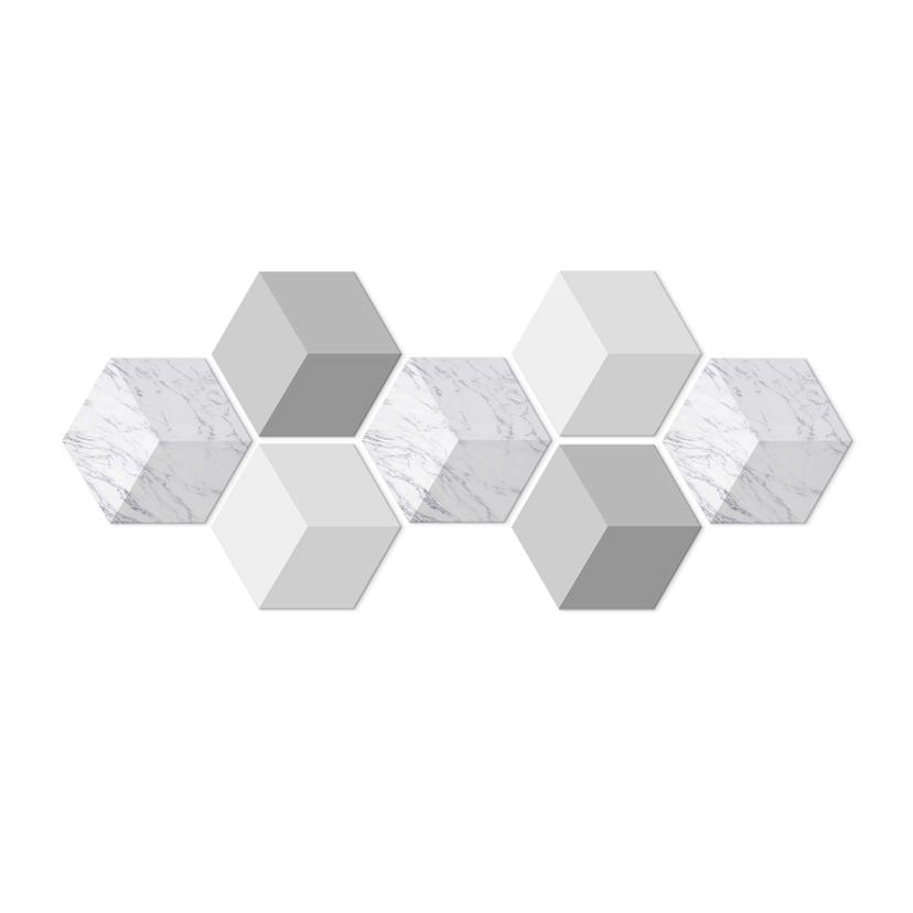 Esagoni 3D Alu-Dibond Marmo chiaro (Set n.7)
