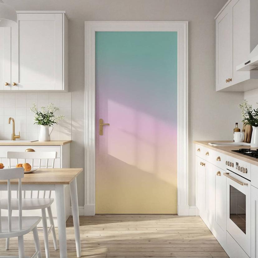 Lámina para puerta Ombre Colorido cielo pastel - Decoración autoadhesiva para puerta