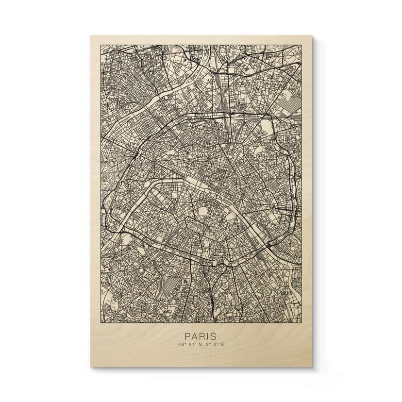 Billede af træ bykort Paris