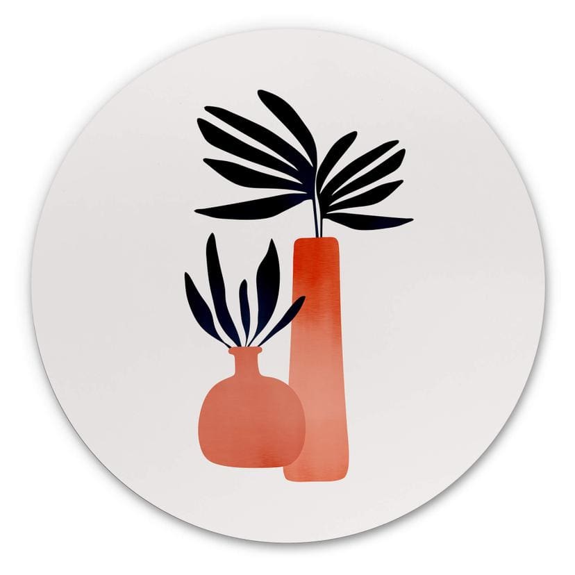 Tableau sur alu-Dibond rond Kubistika - plantes de conte de fées