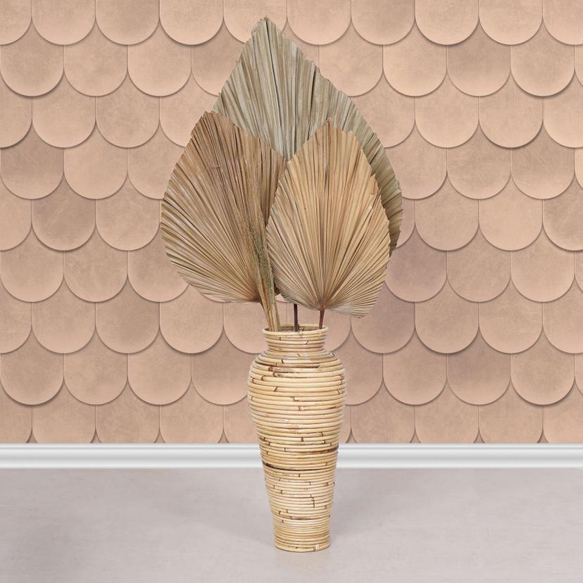Non-woven tapet i orange 3D-look skalaer vintage brugt look geometrisk