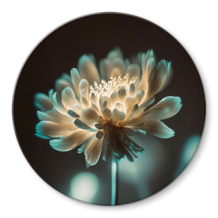 Glasbillede - Lysende blomsterhjerte - Treechild - Rund