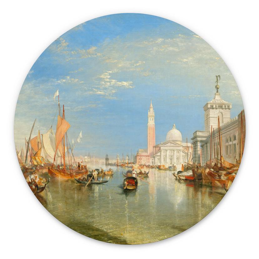 Billedvender - Venedig, Dogana og S. Giorgio Maggiore - rund – print på aluminium (Alu-Dibond)