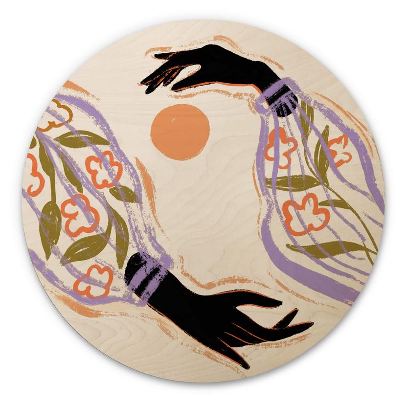 Væg cirkel træ Arty Guava - Hugging the Sun