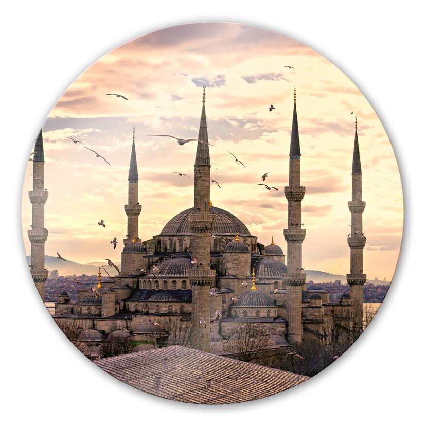 Stampa su vetro Moschea blu - tondo