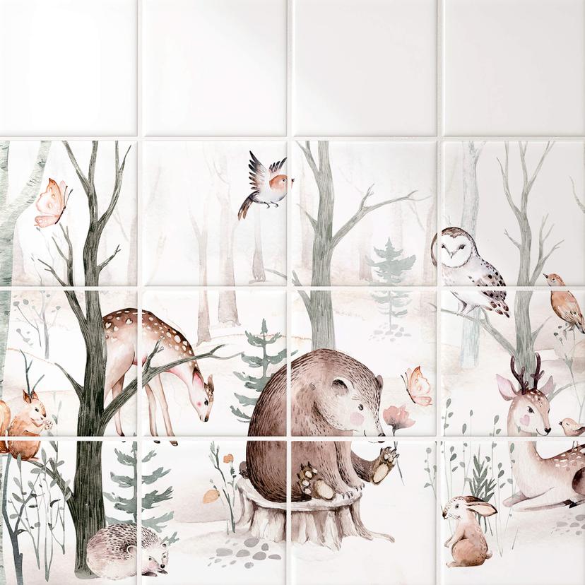 Azulejos Adhesivos Kvilis - Amigos animales en el bosque - set de 12