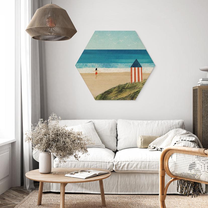 Stampa su legno esagonale per vacanze al mare con vista sulle dune - Rivers
