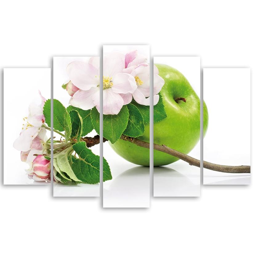 Stampa su tela 5 pezzi, fiori di frutta di mele