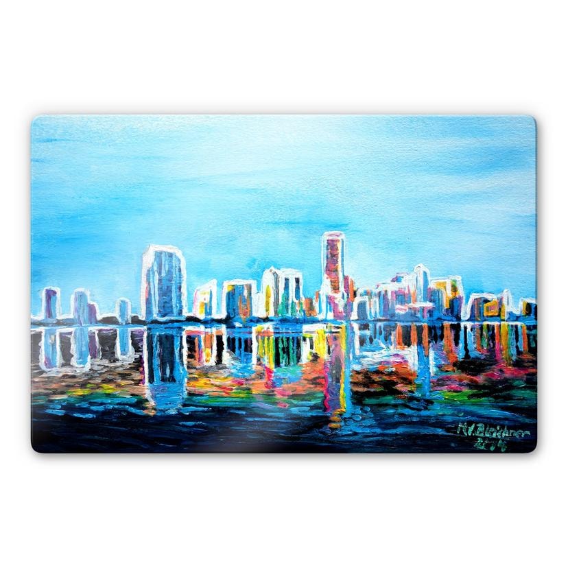 Glasbillede - Bleichner - Miami i neonglimt
