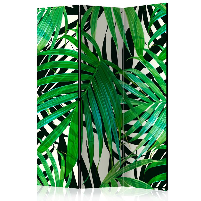 Paravent Séparation de pièce - Feuilles tropicales, 3 pièces