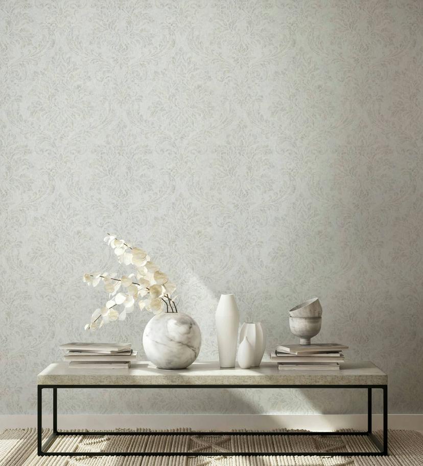 non-woven tapet hvid beige ornamental til stue soveværelse kontor marburg tapet