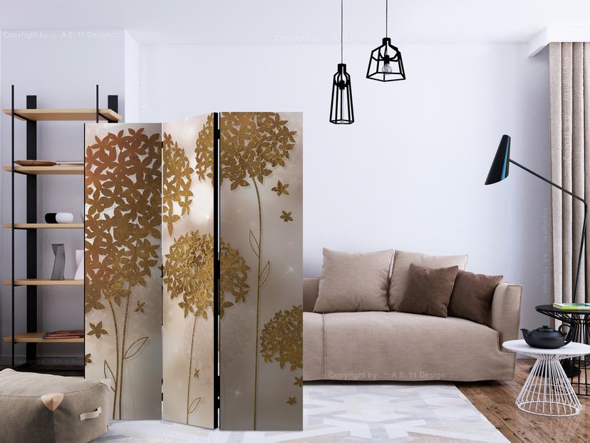Schermo divisorio - Giardino dei sogni d'oro, 3 pezzi - 135x172 cm