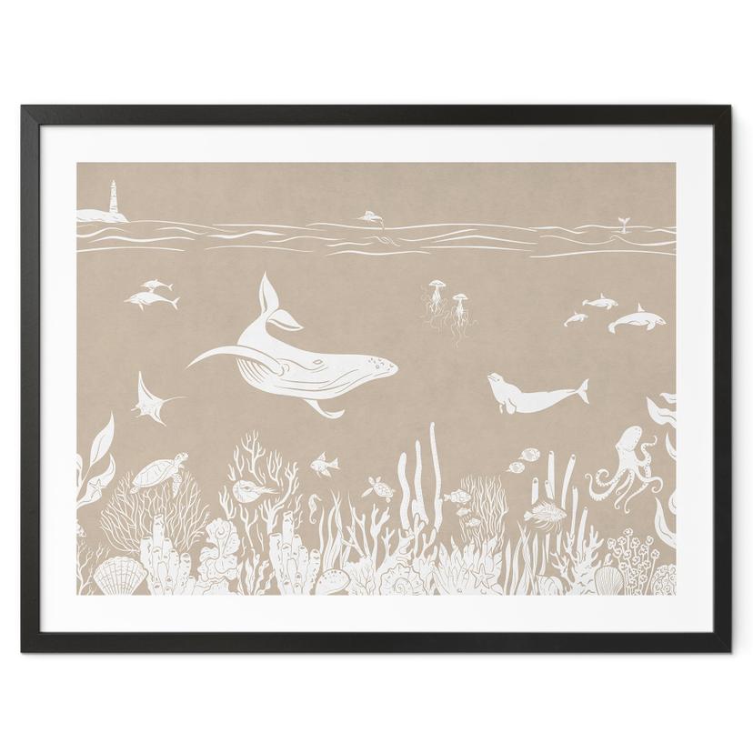 Póster Animales marinos fascinantes en el océano - Marrón - Kikki Belle