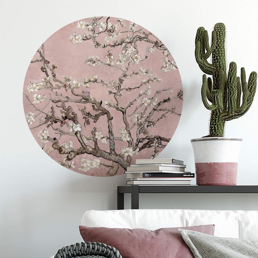 Vinilo decorativo van Gogh - Rosa en flor de almendro - Redondo