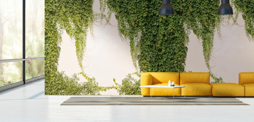 tapet efeu væg grøn creme - non-woven tapet Industrial Livingwalls - mat og glat