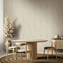 Non-woven tapet med sildebensmønster og trælook beige trælook