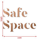 napis 3D Safe Space - dekoracja drewniana mahoń