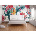non-woven tapet Tropical Art palmer jungle fototapet Designwalls i farverigt og hvidt 