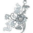 Sticker mural - Guirlande de fleurs 2 gris