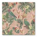 Glasbillede - Jungle med papegøjer Pink - Bloomery Decor - Square