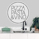 Sticker mural Pizza Pasta & Vino - Blanc - Rond