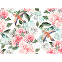 non-woven tapet Paradise birds roser fototapet Designwalls i hvid og pink 
