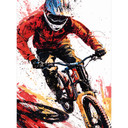 Fototapeta z dynamicznym rowerzystą górskim - Jaszke
