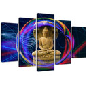 Lærredstryk 5 stykker, Buddha Colorful Orient