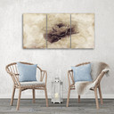 3-delt lærredsprint, Rose Flower Vintage Beige