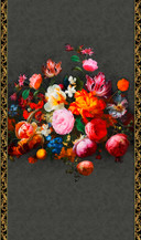 Papel pintado con motivos florales Floral Classic, Romantic mate en negro 2,70 x 1,59m