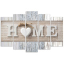 5 stykke lærredsprint, Heart Home træplanker Vintage