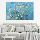 3 stykke lærredstryk, mandelblomst Vincent Van Gogh