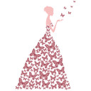 Sticker mural - Lady with Butterflies-mauve