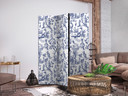 Paravent, Raumteiler freistehend, Trennwand - Rome and Botany - Blue Pattern with a Greek and Plant 