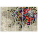 Lærred print 5 styk, buket blomster