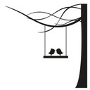 Wallsticker Træ med fugle i 2 farver